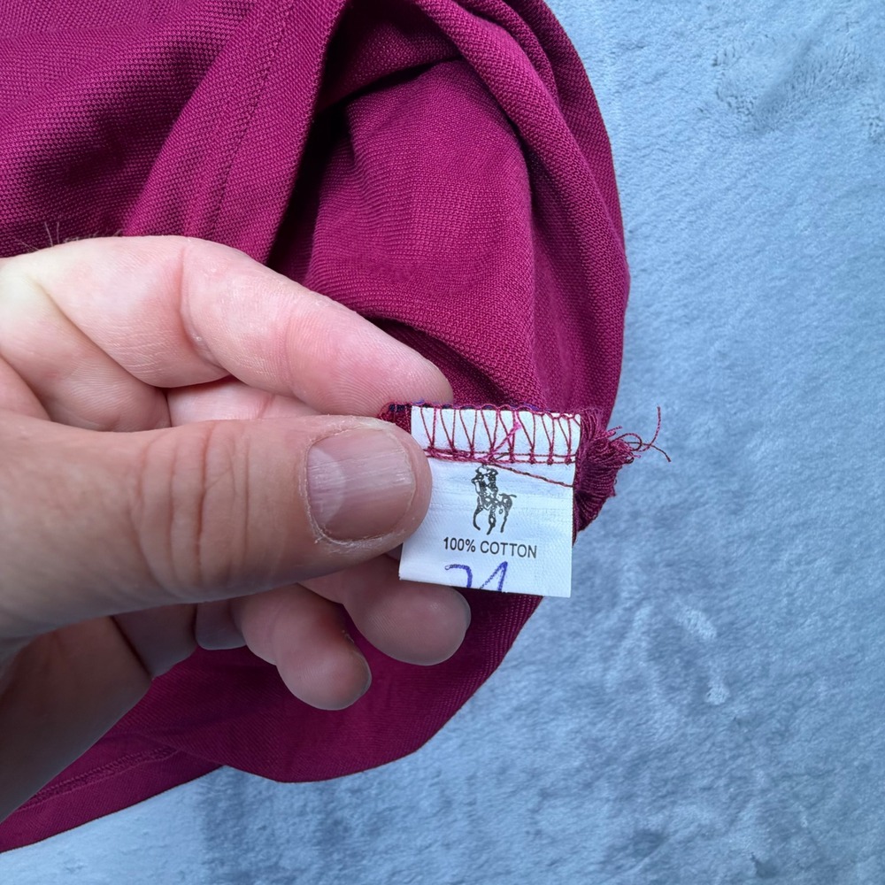 Polo Ralph Lauren Polo Shirt Women XXL Magenta Plaid Trim Pony Logo Short Sleeve - Picture 10 of 11